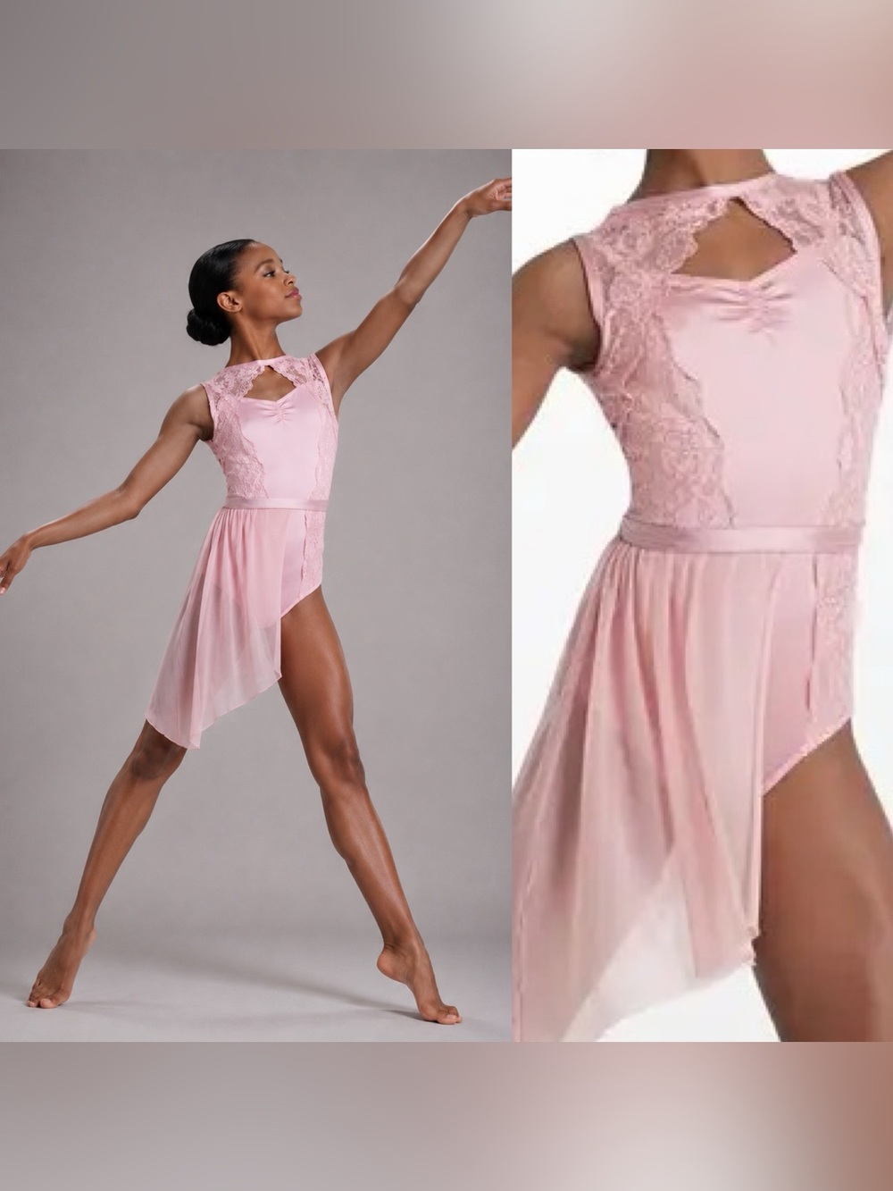WEISSMAN Dance Costume ballet lyrical blush pink dress Just A Game 11603 LC chil